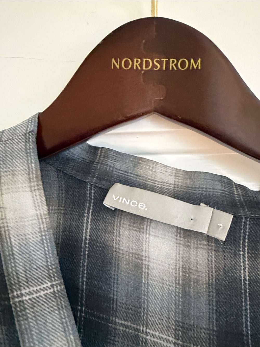 Vince Women's Blue and White Plaid Button-Down Shirt - Picture 2 of 5